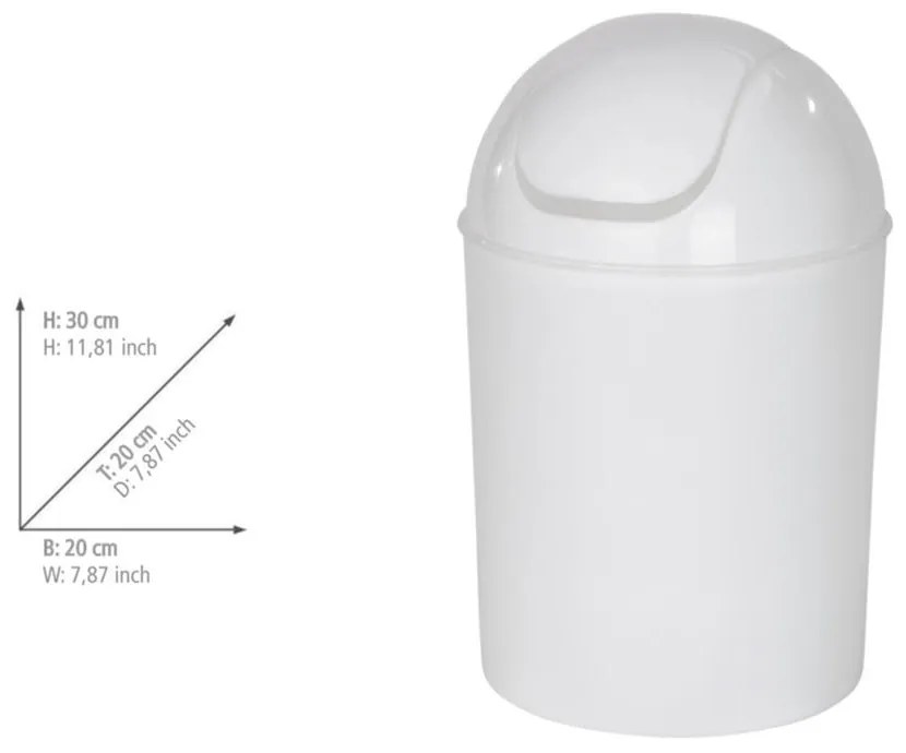 Coș de gunoi alb din oțel inoxidabil 6 l Economic – Wenko