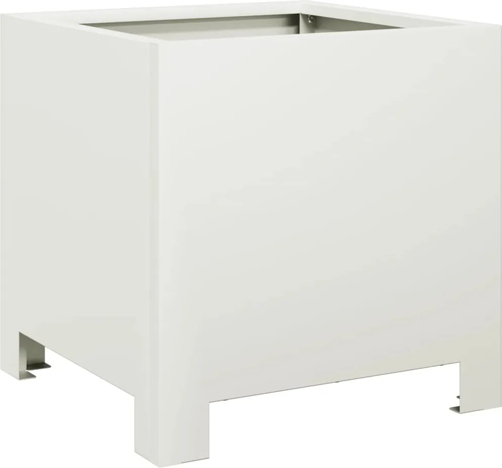 vidaXL Jardinieră de grădină, alb, 30x30x30 cm, oțel