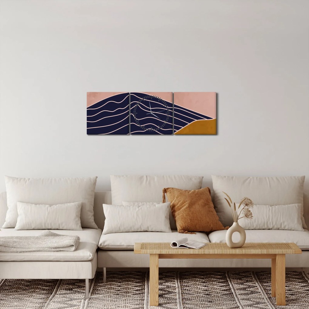 Tablou - Soarele deasupra munților (cu ceas) (90x30 cm)
