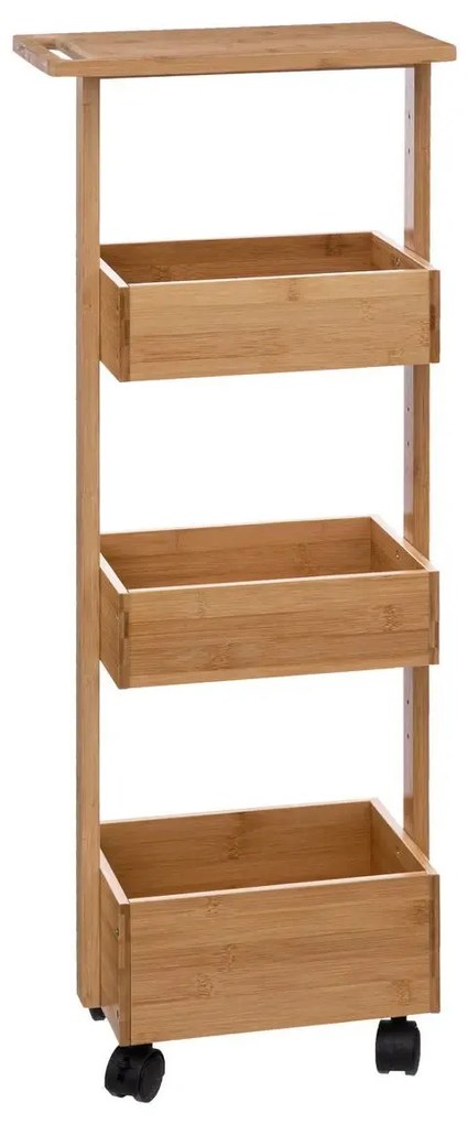 Etajera baie cu roti 5Five 33x18x85.5 cm Lemn Natur