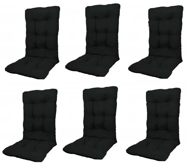 Set Perne pentru scaun de casa si gradina cu spatar, 48x48x75cm, culoare negru, 6 buc/set