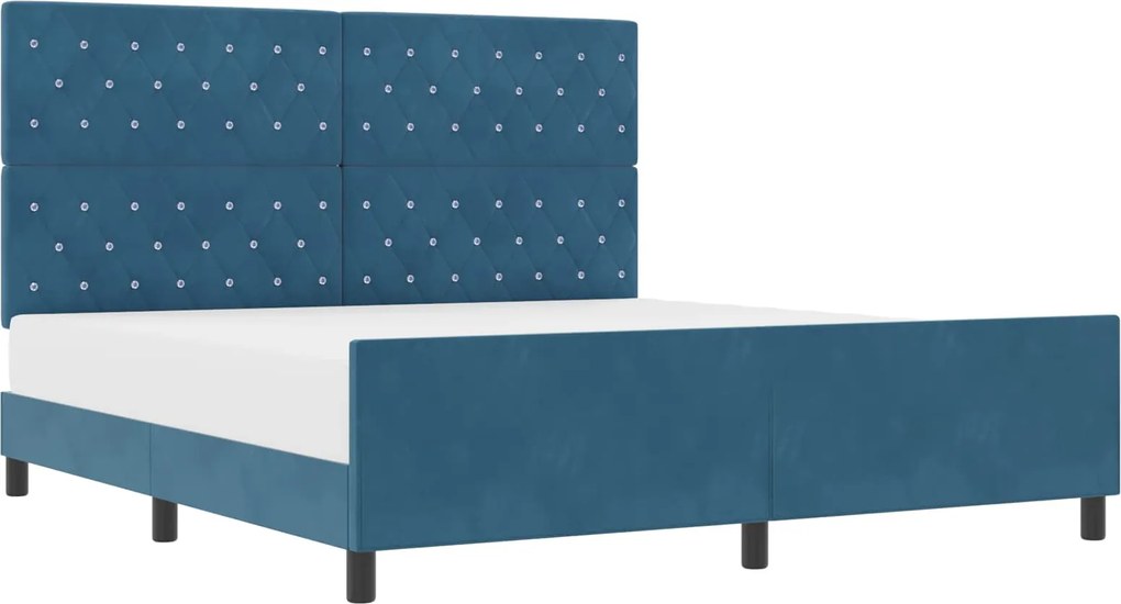 vidaXL Pat cu arcuri cu headboard Albastru închis 180 x 200 cm Catifea