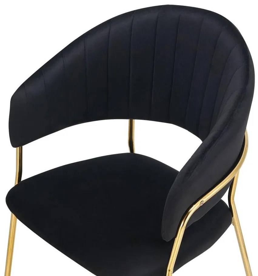 Fotoliu de sufragerie de design Dasmona 1 (Negru + Auriu + Crom) . 1097107