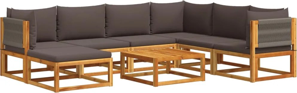 vidaXL Set canapele de grădină cu 8 piese, lemn de acacia și frânghie