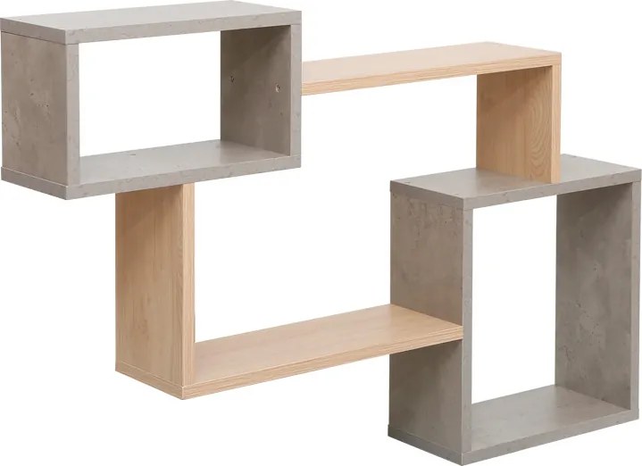 Etajera de perete Beldara din PAL melaminat, finisaj natural-gri ciment, 84x15x57.8 cm