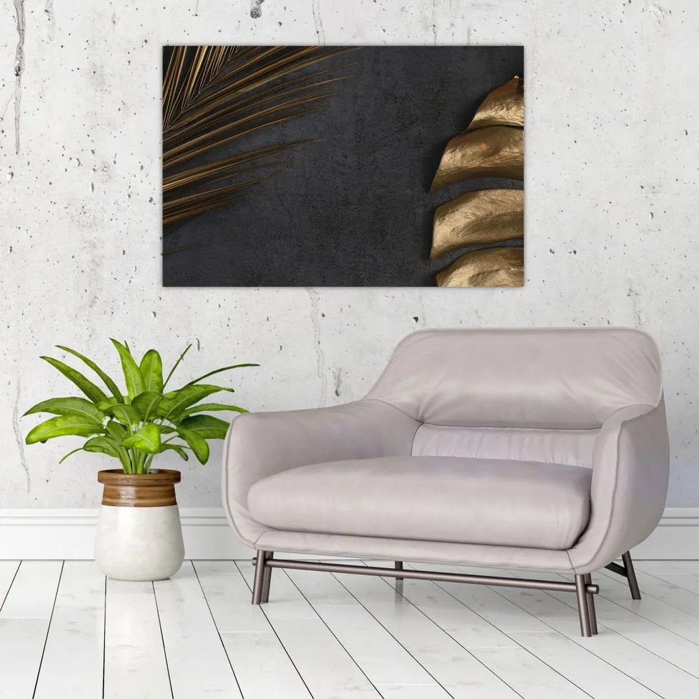 Tablou cu frunze aurii (90x60 cm)