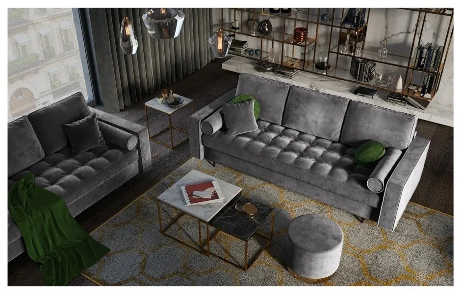 Canapea extensibilă din catifea Milo Casa Santo, gri închis