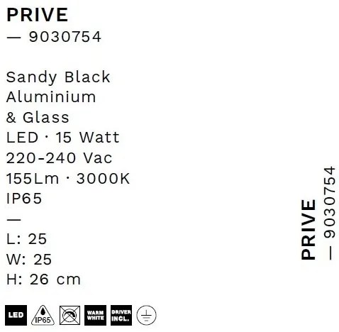 Mini Stalp LED iluminat exterior decorativ, IP65, PRIVE H 26cm