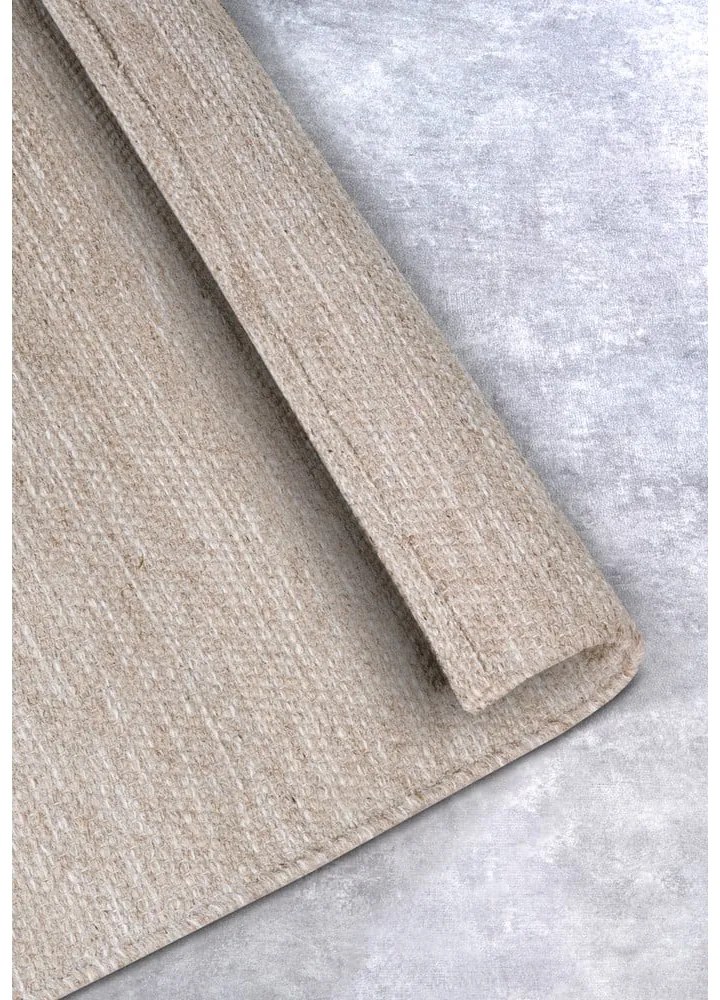 Covor tip traversă bej țesut manual din amestesc de lână 80x200 cm Pradesh Linen White – Elle Decoration