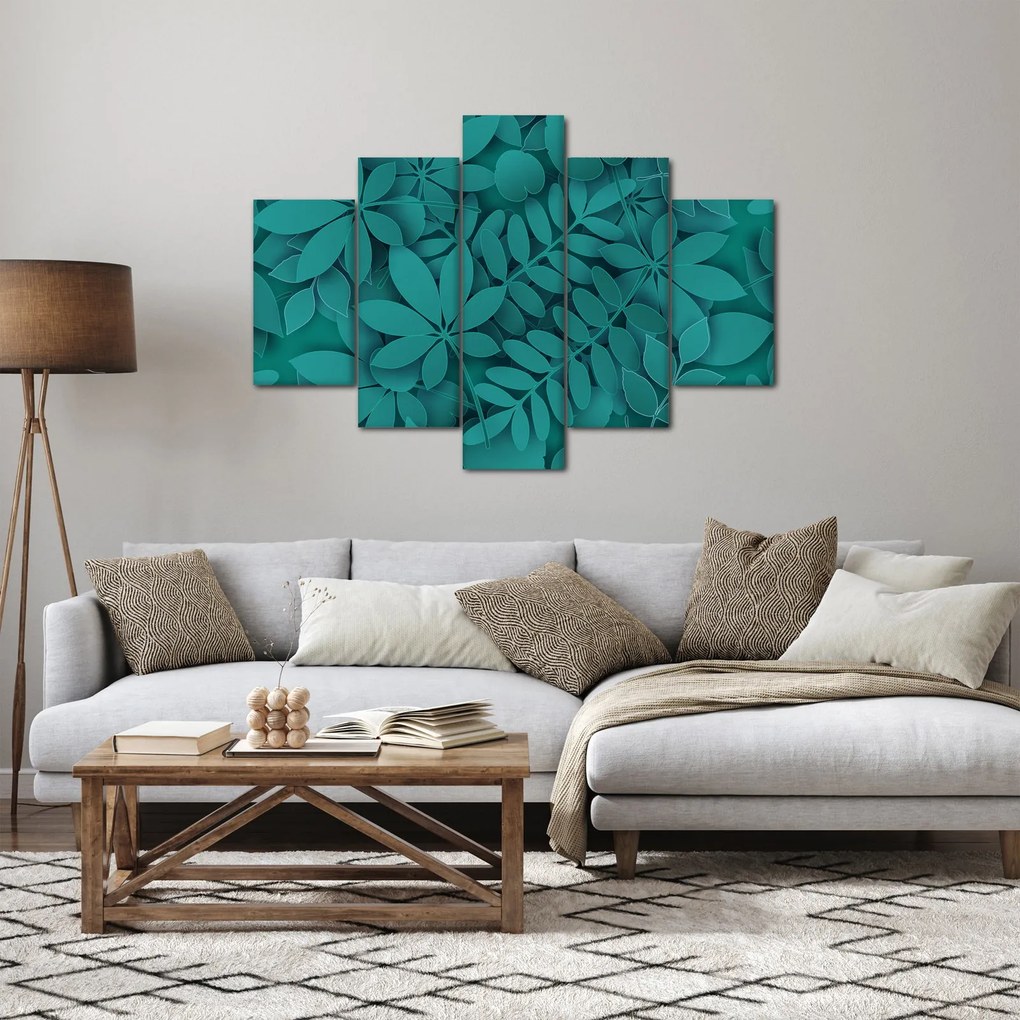 Tablou - Frunze turcoaz (150x105 cm)