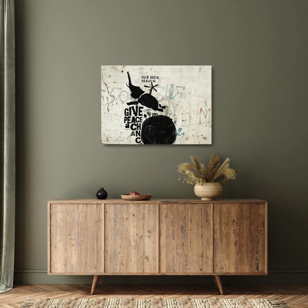Tablou pe sticlă - Elefant deasupra solului (70x50 cm)