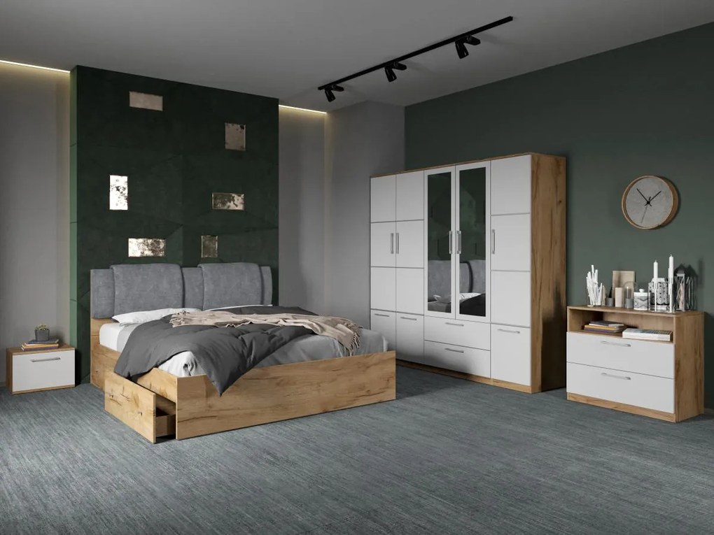 Set mobila dormitor complet Alb/Stejar Adapto C11