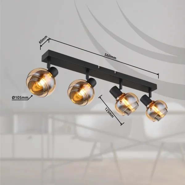 Globo 54309-4B - Corp de iluminat cu spoturi TOKKI 4xE14/40W/230V negru