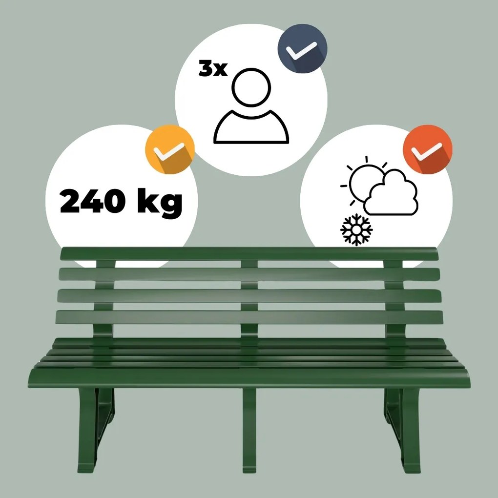 Bancă de grădină ORCHIDEA, 145x49x74cm, verde I.P.A.E-Progarden