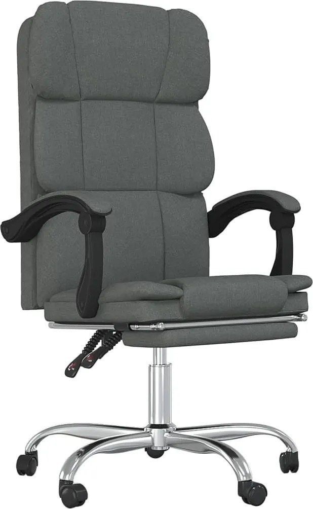 vidaXL Fotoliu de birou rabatabil, gri închis, textil