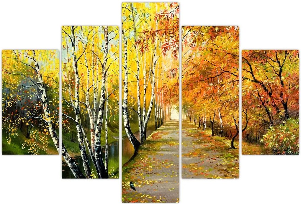 Tablou - Alee romantică de-a lungul apei, pictură în ulei (150x105 cm)