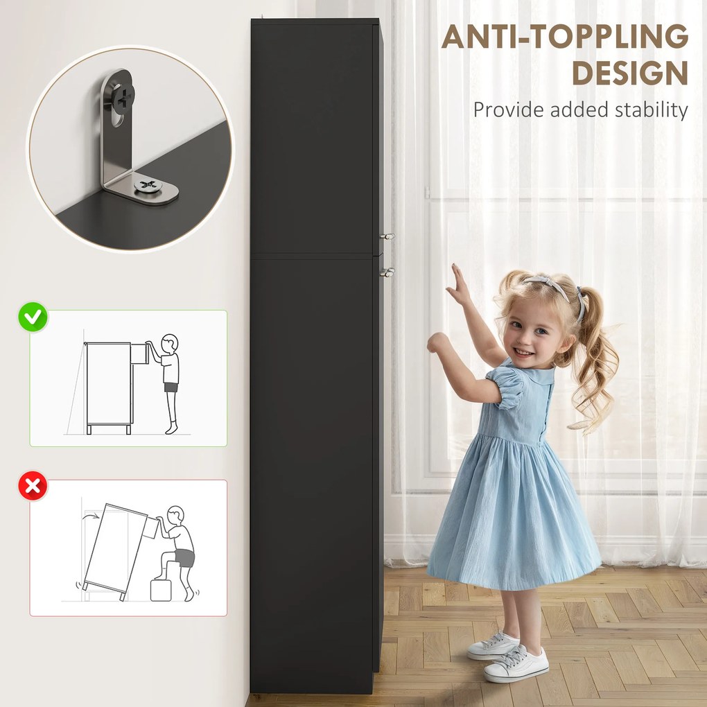 HOMCOM Mobilier de depozitare cu 2 dulapuri și rafturi reglabile din lemn negru | Aosom Romania