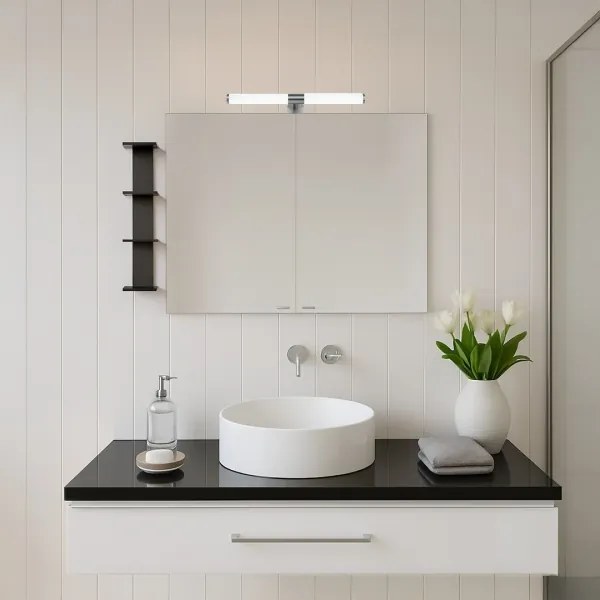 Aplica LED pentru oglindă de baie 2-în-1 APA LED, 6W, 230V, 40 cm, IP44, crom lucios