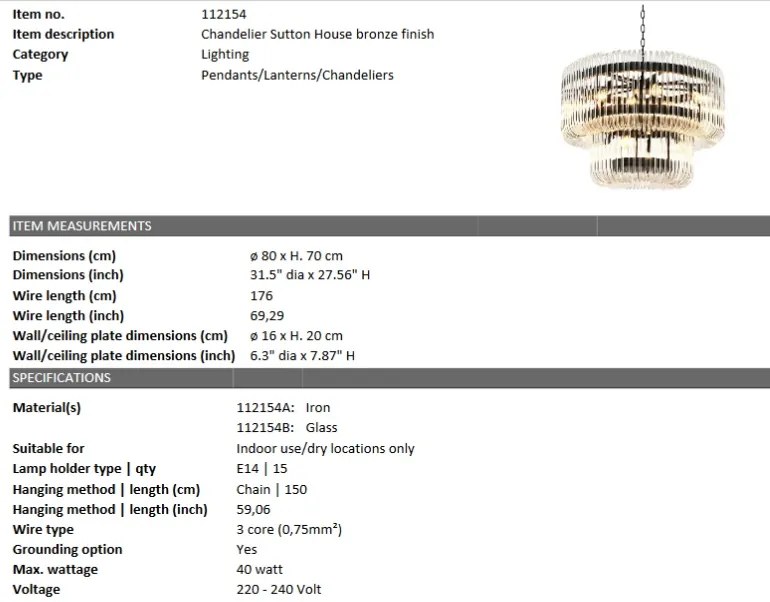 Candelabru design modern LUX Sutton diam.80cm 112154 HZ