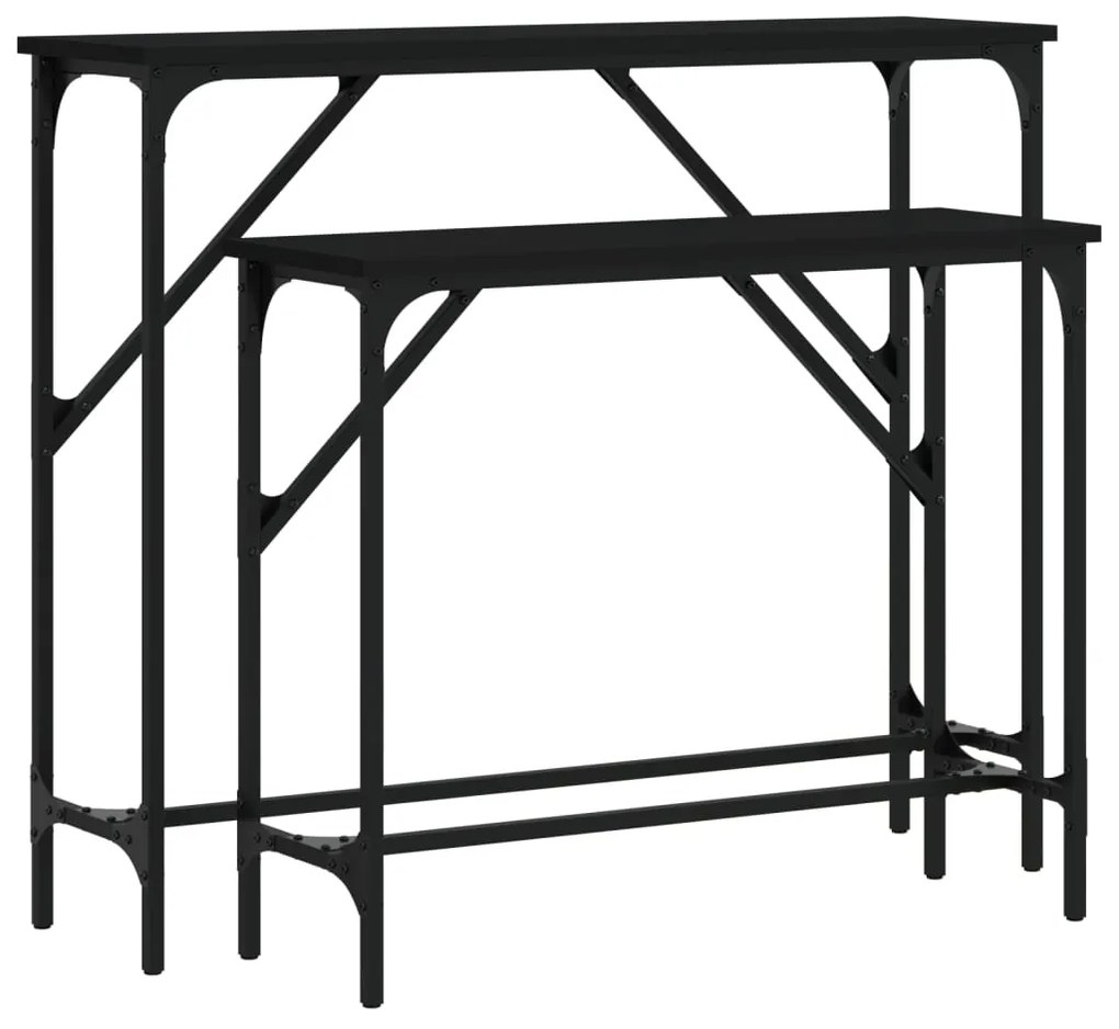 vidaXL Măsuțe console, 2 buc., negru, lemn compozit