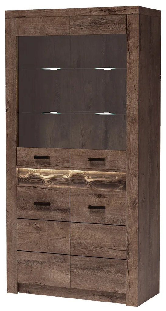 Vitrină Indie 03 (cu iluminat LED) (Arin închis). 1057758
