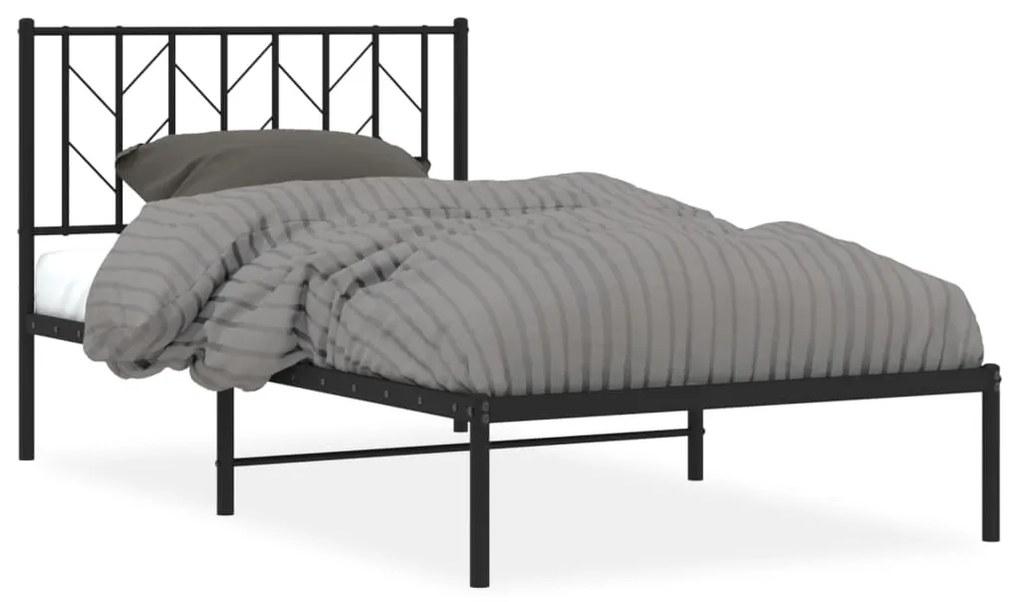 374432 vidaXL Cadru de pat din metal cu tăblie, negru, 100x200 cm