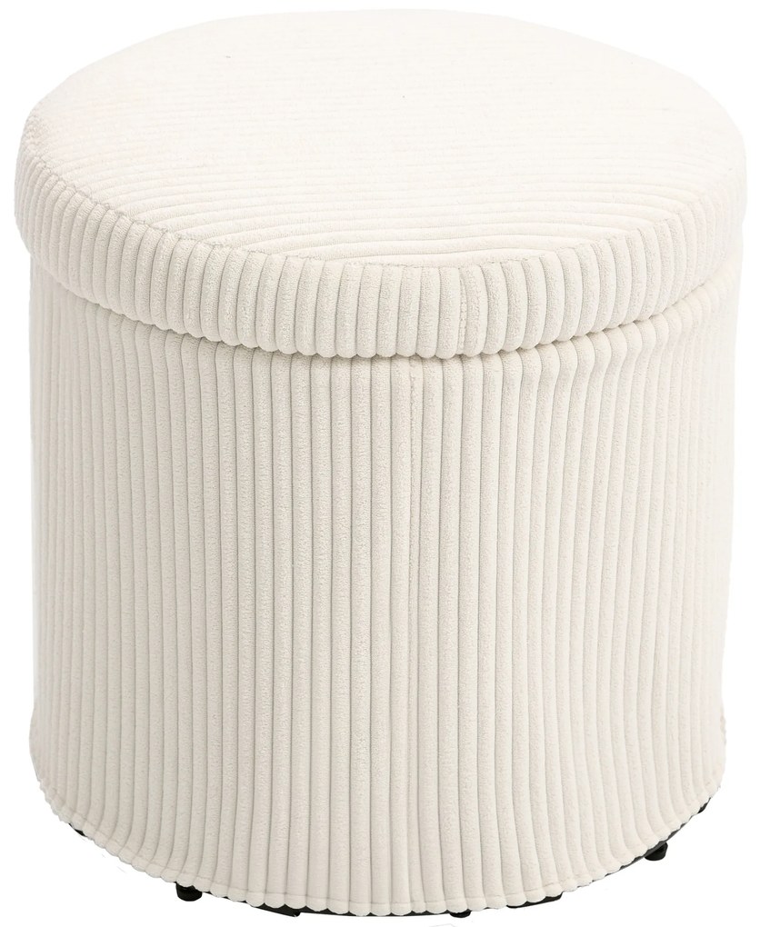 HOMCOM Pouf de depozitare 32 L, pouf pentru salon din catifea călită cu capac greutate maximă 120 kg, pentru hol, cameră, salon, bej | Aosom Romania