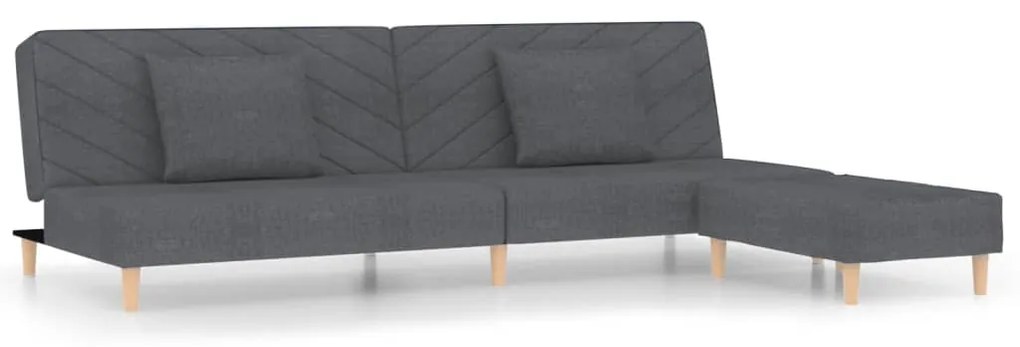 3081808 vidaXL Canapea pat cu 2 locuri, cu 2 perne&taburet, gri închis, textil