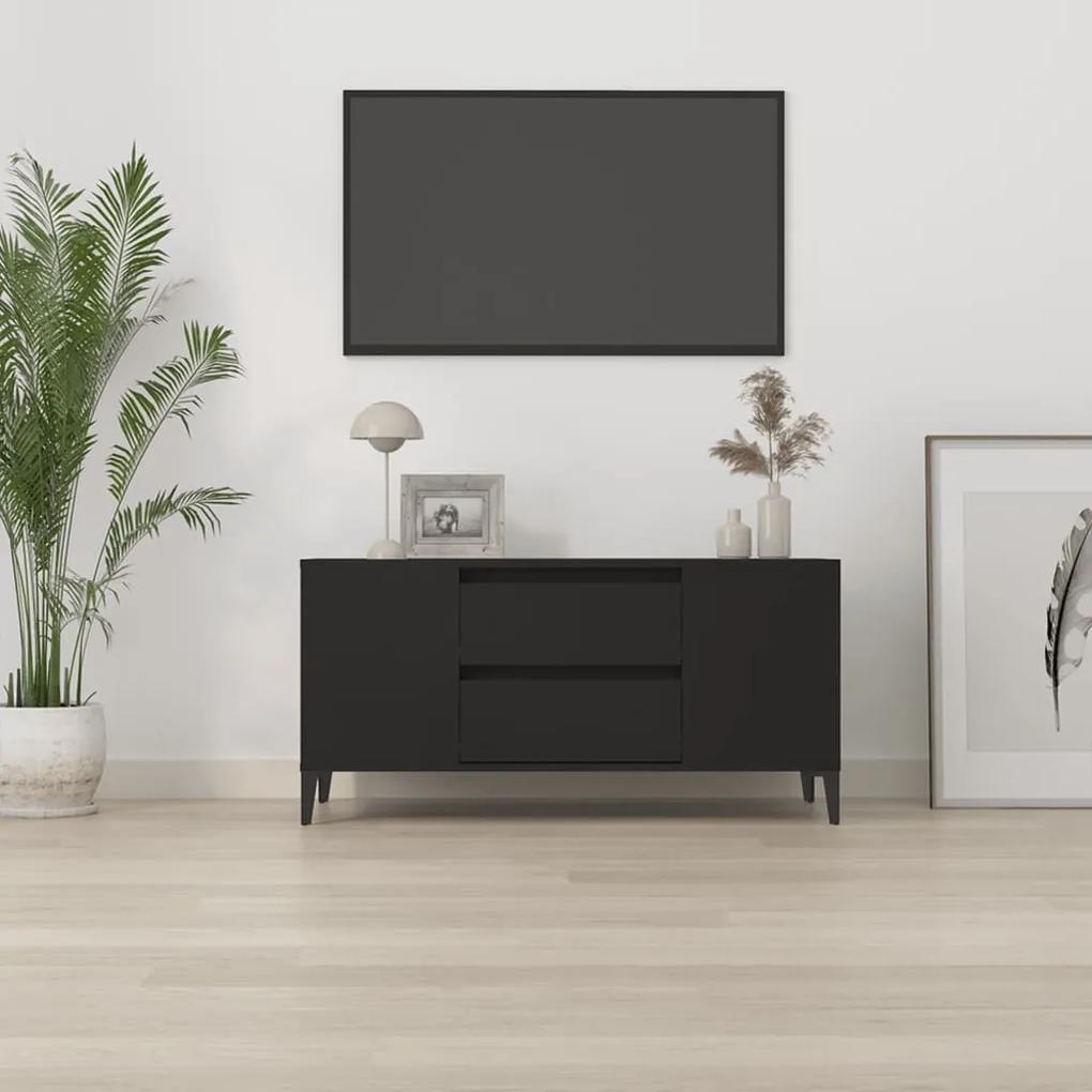 Comoda TV, negru, 102x44,5x50 cm, lemn prelucrat 1, Negru
