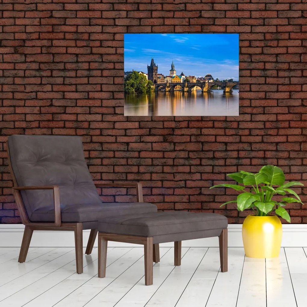 Tablou pe sticlă cu podul Carol (70x50 cm)