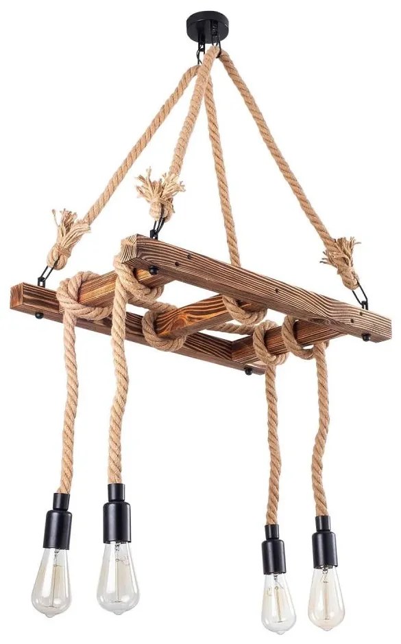 Lustră suspendată pe cablu EREBOS, 4 x E27, max. 40 W, 230 V, maro