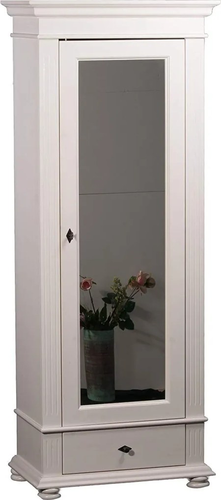 Dulap lemn masiv alb cu Oglindă Ariana, 80 × 46 × 200 cm