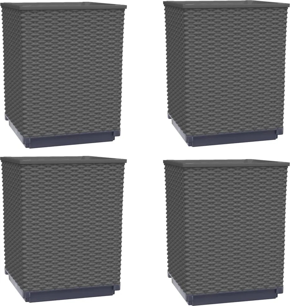 vidaXL Jardiniere, 4 buc., negru, 30x30x37 cm, polipropilenă