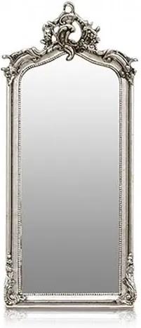 Oglinda dreptunghiulara argintie cu rama din lemn 52x113 cm Baroque