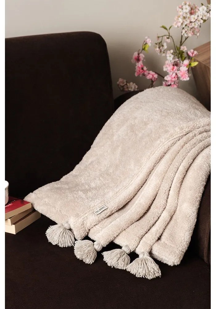 Cuvertură maro deschis din micropluș, cocolino 160x200 cm Puffy – Mijolnir