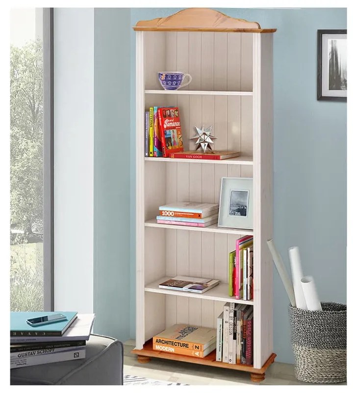 Bibliotecă albă/în culoare naturală din lemn masiv de pin 70x181 cm Ella – Støraa