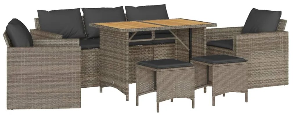 3213557 vidaXL Set mobilier grădină cu perne, 6 piese, gri, poliratan