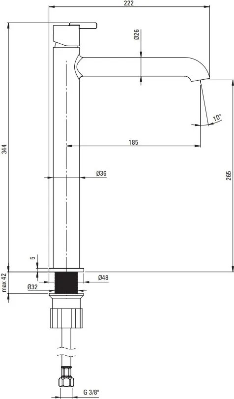 SILIA Baterie pentru lavoar înaltă BQS_N20K Finisaj: negru