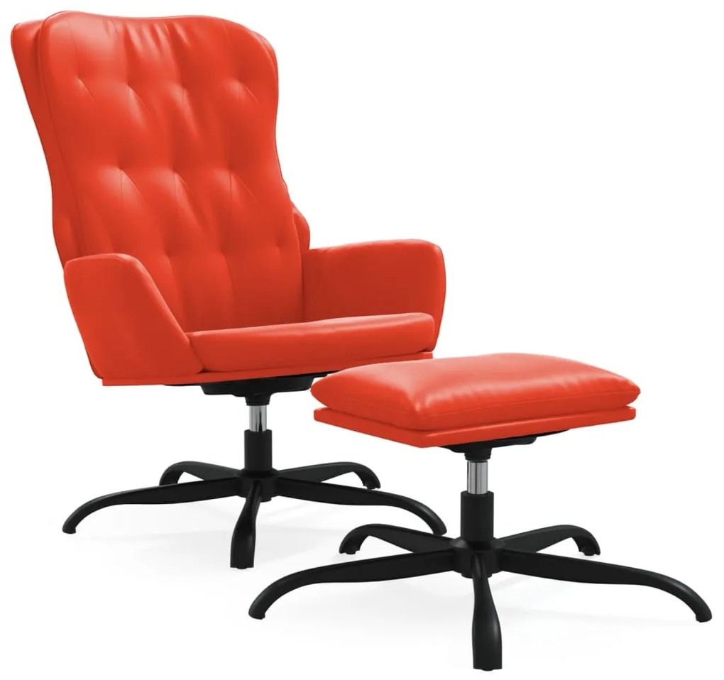 3097683 vidaXL Scaun de relaxare cu taburet, roșu, piele ecologică