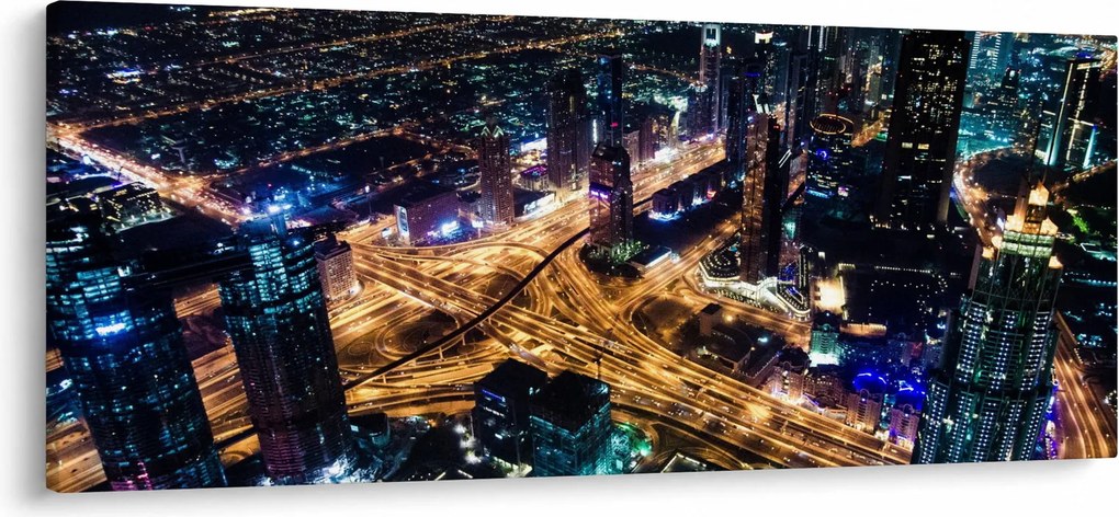 Tablou cu oraș nocturn (120x50 cm)
