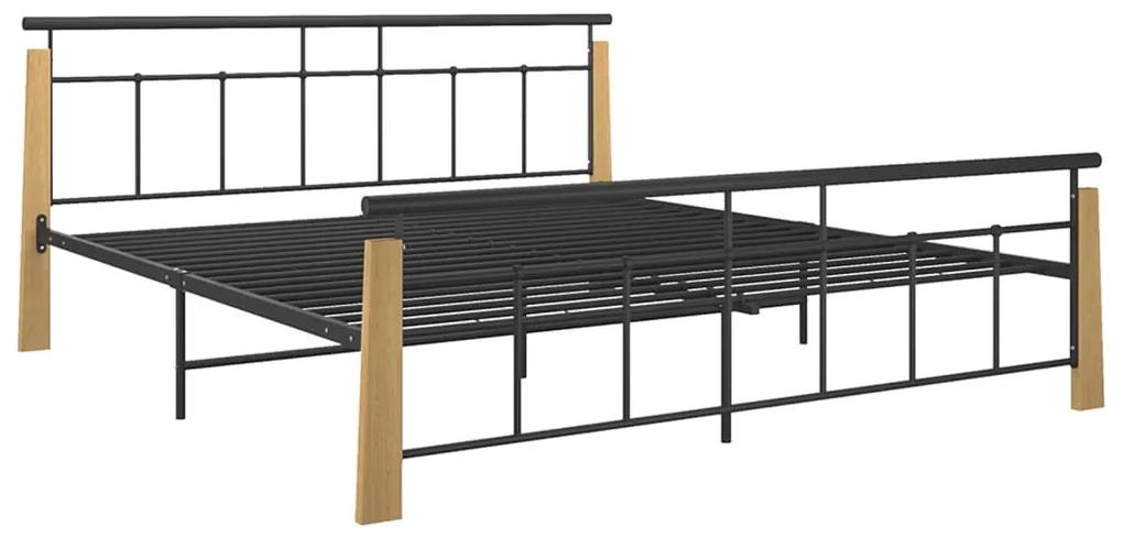 324902 vidaXL Cadru de pat, 180x200 cm, metal și lemn masiv stejar