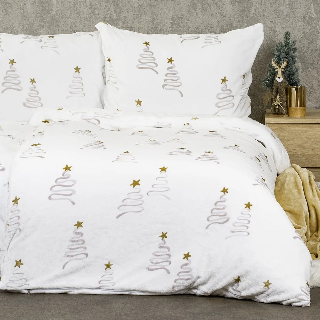 Lenjerie de pat din microflanel 4Home Christmas tree, 140 x 220 cm, 70 x 90 cm