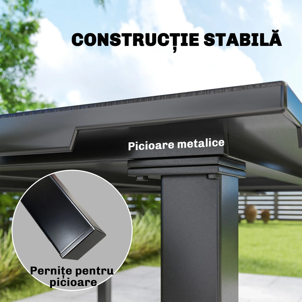 Outsunny Masă de Dining pentru Exterior pentru 4 Persoane, Masă Dreptunghiulară de Grădină cu Blat din HDPE și Cadru Metalic, Neagră | Aosom Romania