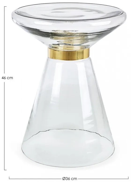 Masuta de cafea transparenta/aurie din sticla si metal, ∅ 36 cm, Azmin Bizzotto