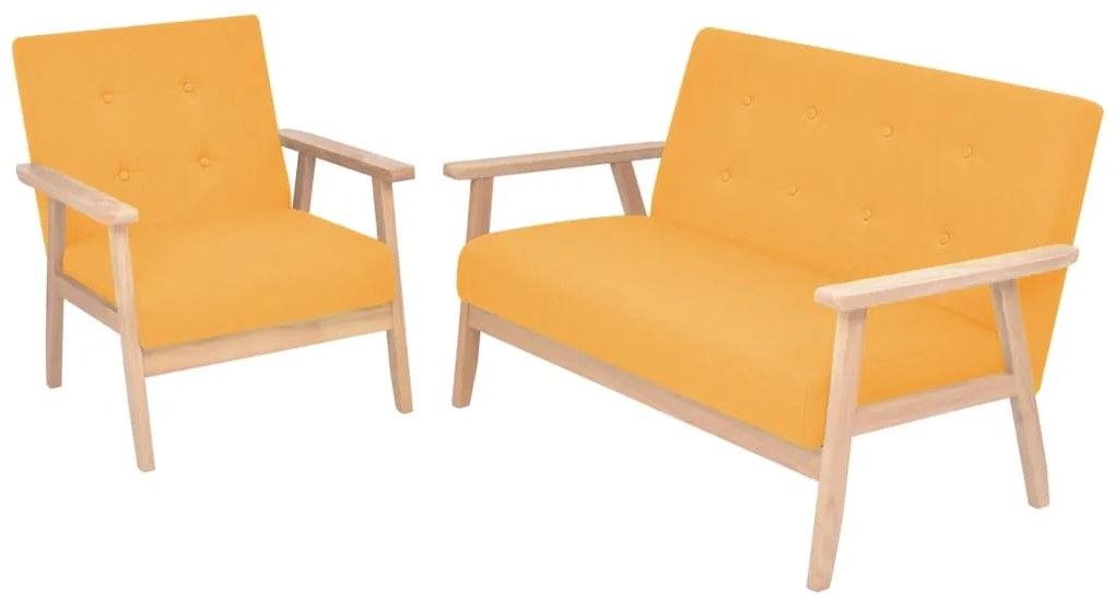 vidaXL Set cu canapea, 2 piese, material textil, galben