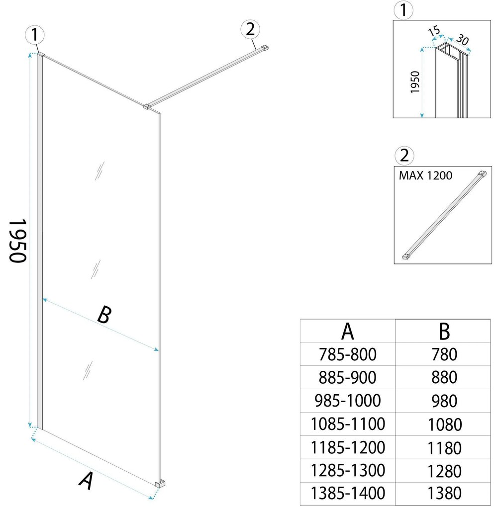 Paravan de dus Rea Flexi Transparent / Gold 140