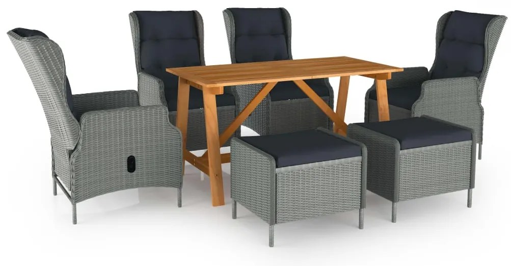 vidaXL Set de masă pentru grădină, 7 piese, gri deschis