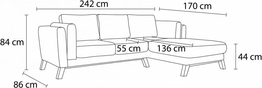 Canapea cu șezlong pe partea dreaptă Bobochic Paris Seattle, turcoaz