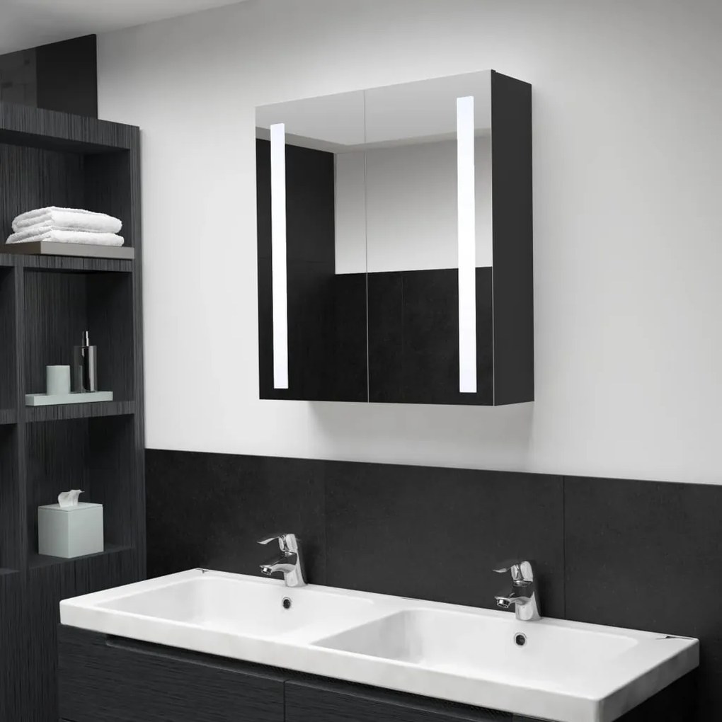 325542 vidaXL Dulap de baie cu oglindă și LED, 62x14x60 cm