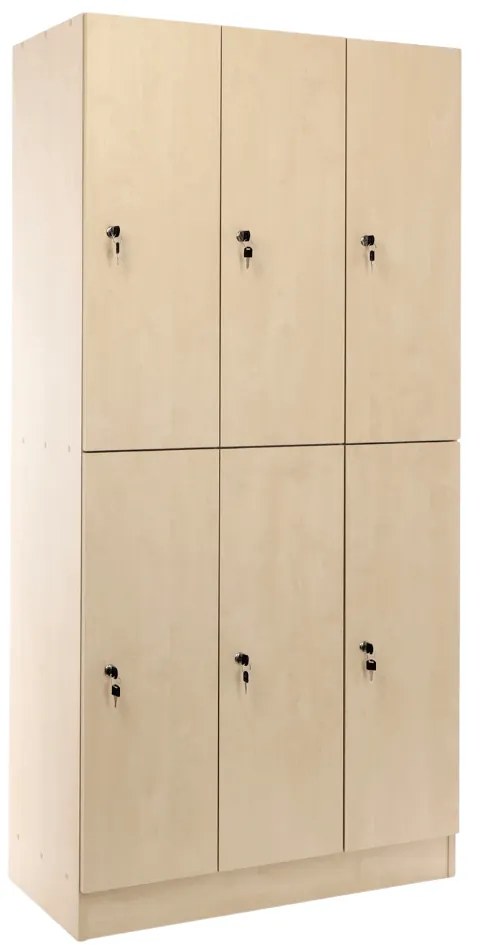 Dulap din lemn Visio - 6 cutii, 90 x 45 x 185 cm, broasca cilindrica, artar
